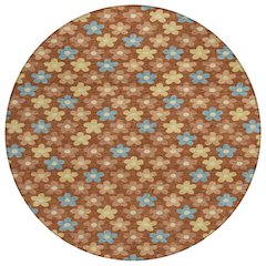 Machine Washable Indoor/Outdoor Chantille ACN2569 Orange 8' x 8' Round Rug