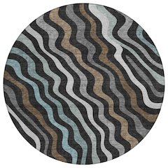 Machine Washable Indoor/Outdoor Chantille ACN2570 Black 8' x 8' Round Rug