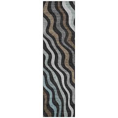 Machine Washable Indoor/Outdoor Chantille ACN2570 Black 2'3" x 7'6" Runner Rug