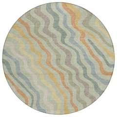 Machine Washable Indoor/Outdoor Chantille ACN2570 Green 8' x 8' Round Rug