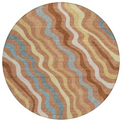 Machine Washable Indoor/Outdoor Chantille ACN2570 Orange 8' x 8' Round Rug