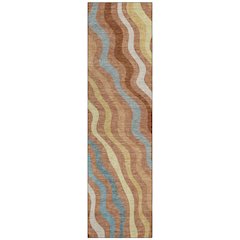 Machine Washable Indoor/Outdoor Chantille ACN2570 Orange 2'3" x 7'6" Runner Rug