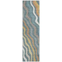 Machine Washable Indoor/Outdoor Chantille ACN2570 Teal 2'3" x 7'6" Runner Rug