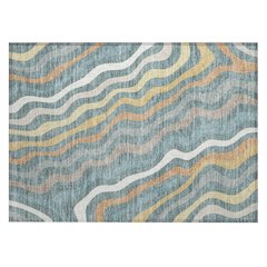 Machine Washable Indoor/Outdoor Chantille ACN2570 Teal 1'8" x 2'6" Rug