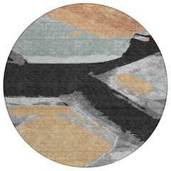 Machine Washable Indoor/Outdoor Chantille ACN2571 Black 8' x 8' Round Rug