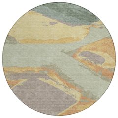 Machine Washable Indoor/Outdoor Chantille ACN2571 Green 8' x 8' Round Rug