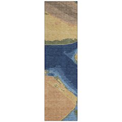 Machine Washable Indoor/Outdoor Chantille ACN2571 Blue 2'3" x 7'6" Runner Rug