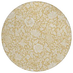 Machine Washable Indoor/Outdoor Chantille ACN2572 Gold 8' x 8' Round Rug