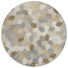 Machine Washable Indoor/Outdoor Chantille ACN2573 Brown 8' x 8' Round Rug