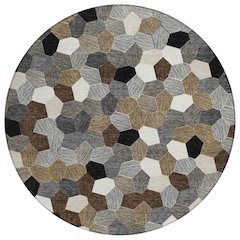 Machine Washable Indoor/Outdoor Chantille ACN2573 Black 8' x 8' Round Rug