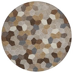 Machine Washable Indoor/Outdoor Chantille ACN2573 Brown 8' x 8' Round Rug