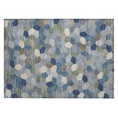 Machine Washable Indoor/Outdoor Chantille ACN2573 Blue 1'8" x 2'6" Rug