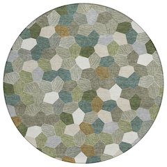 Machine Washable Indoor/Outdoor Chantille ACN2573 Green 8' x 8' Round Rug