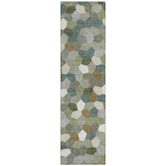 Machine Washable Indoor/Outdoor Chantille ACN2573 Green 2'3" x 7'6" Runner Rug