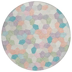 Machine Washable Indoor/Outdoor Chantille ACN2573 Ivory 8' x 8' Round Rug
