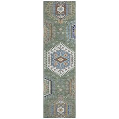 Machine Washable Indoor/Outdoor Chantille ACN2574 Green 2'3" x 7'6" Runner Rug
