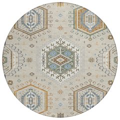 Machine Washable Indoor/Outdoor Chantille ACN2574 Brown 8' x 8' Round Rug