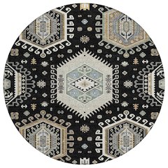 Machine Washable Indoor/Outdoor Chantille ACN2574 Black 8' x 8' Round Rug