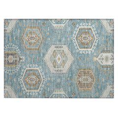 Machine Washable Indoor/Outdoor Chantille ACN2574 Teal 1'8" x 2'6" Rug