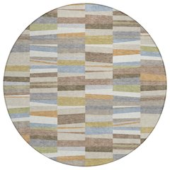 Machine Washable Indoor/Outdoor Chantille ACN2575 Brown 8' x 8' Round Rug