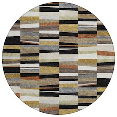 Machine Washable Indoor/Outdoor Chantille ACN2575 Black 8' x 8' Round Rug