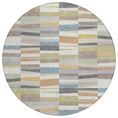 Machine Washable Indoor/Outdoor Chantille ACN2575 Ivory 8' x 8' Round Rug