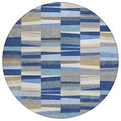 Machine Washable Indoor/Outdoor Chantille ACN2575 Blue 8' x 8' Round Rug