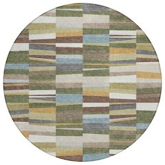 Machine Washable Indoor/Outdoor Chantille ACN2575 Green 8' x 8' Round Rug