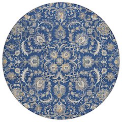 Machine Washable Indoor/Outdoor Chantille ACN2576 Blue 8' x 8' Round Rug