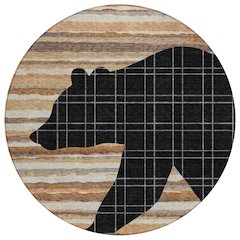 Machine Washable Indoor/Outdoor Chantille ACN2577 Black 8' x 8' Round Rug