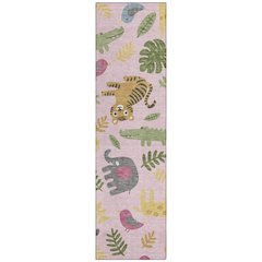 Machine Washable Indoor/Outdoor Chantille ACN2578 Pink 2'3" x 7'6" Runner Rug