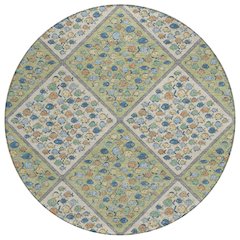 Machine Washable Indoor/Outdoor Chantille ACN2579 Green 8' x 8' Round Rug
