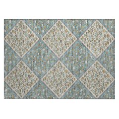 Machine Washable Indoor/Outdoor Chantille ACN2579 Teal 1'8" x 2'6" Rug