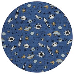 Machine Washable Indoor/Outdoor Chantille ACN2580 Blue 8' x 8' Round Rug