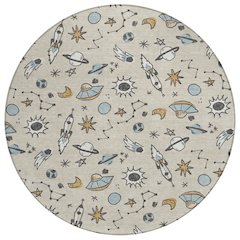 Machine Washable Indoor/Outdoor Chantille ACN2580 Brown 8' x 8' Round Rug