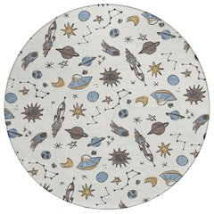 Machine Washable Indoor/Outdoor Chantille ACN2580 Ivory 8' x 8' Round Rug