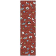 Machine Washable Indoor/Outdoor Chantille ACN2580 Red 2'3" x 7'6" Runner Rug