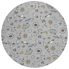 Machine Washable Indoor/Outdoor Chantille ACN2580 Gray 8' x 8' Round Rug