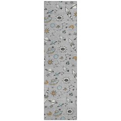 Machine Washable Indoor/Outdoor Chantille ACN2580 Gray 2'3" x 7'6" Runner Rug