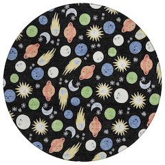 Machine Washable Indoor/Outdoor Chantille ACN2581 Black 8' x 8' Round Rug