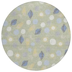Machine Washable Indoor/Outdoor Chantille ACN2581 Green 8' x 8' Round Rug