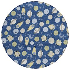 Machine Washable Indoor/Outdoor Chantille ACN2581 Blue 8' x 8' Round Rug