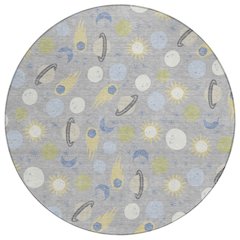 Machine Washable Indoor/Outdoor Chantille ACN2581 Gray 8' x 8' Round Rug
