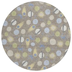 Machine Washable Indoor/Outdoor Chantille ACN2581 Brown 8' x 8' Round Rug