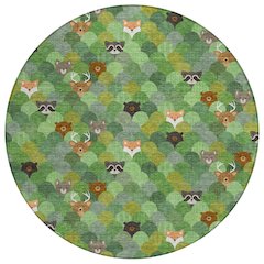 Machine Washable Indoor/Outdoor Chantille ACN2582 Green 8' x 8' Round Rug