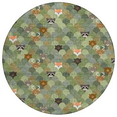 Machine Washable Indoor/Outdoor Chantille ACN2582 Green 8' x 8' Round Rug