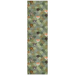 Machine Washable Indoor/Outdoor Chantille ACN2582 Green 2'3" x 7'6" Runner Rug