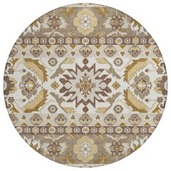 Machine Washable Indoor/Outdoor Chantille ACN2583 Brown 8' x 8' Round Rug