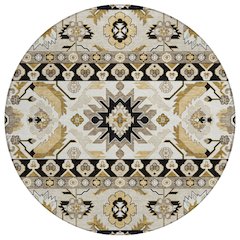 Machine Washable Indoor/Outdoor Chantille ACN2583 Black 8' x 8' Round Rug