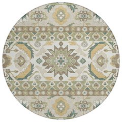 Machine Washable Indoor/Outdoor Chantille ACN2583 Green 8' x 8' Round Rug